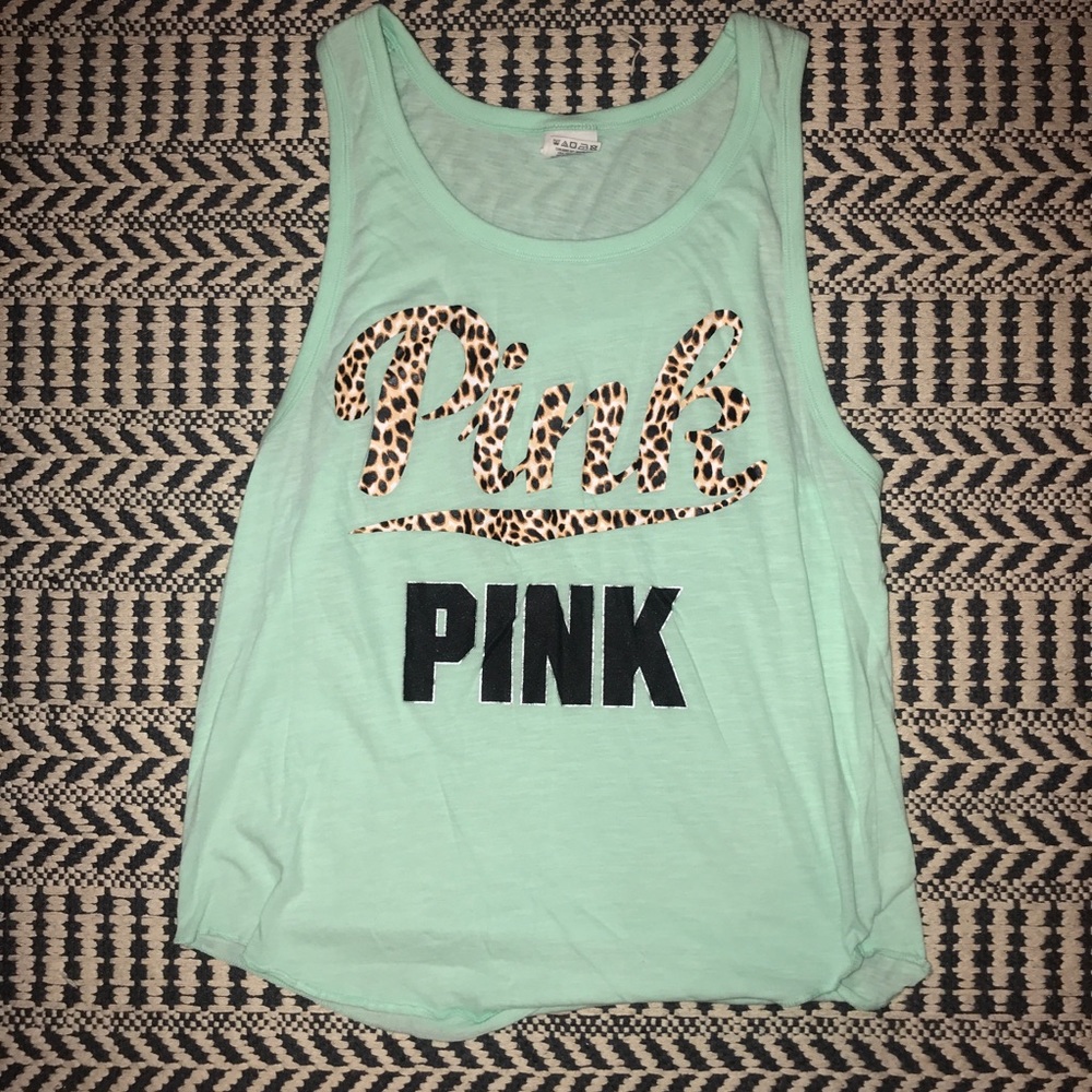 VS PINK CHEETAH PRINT PASTEL GREEN TANK